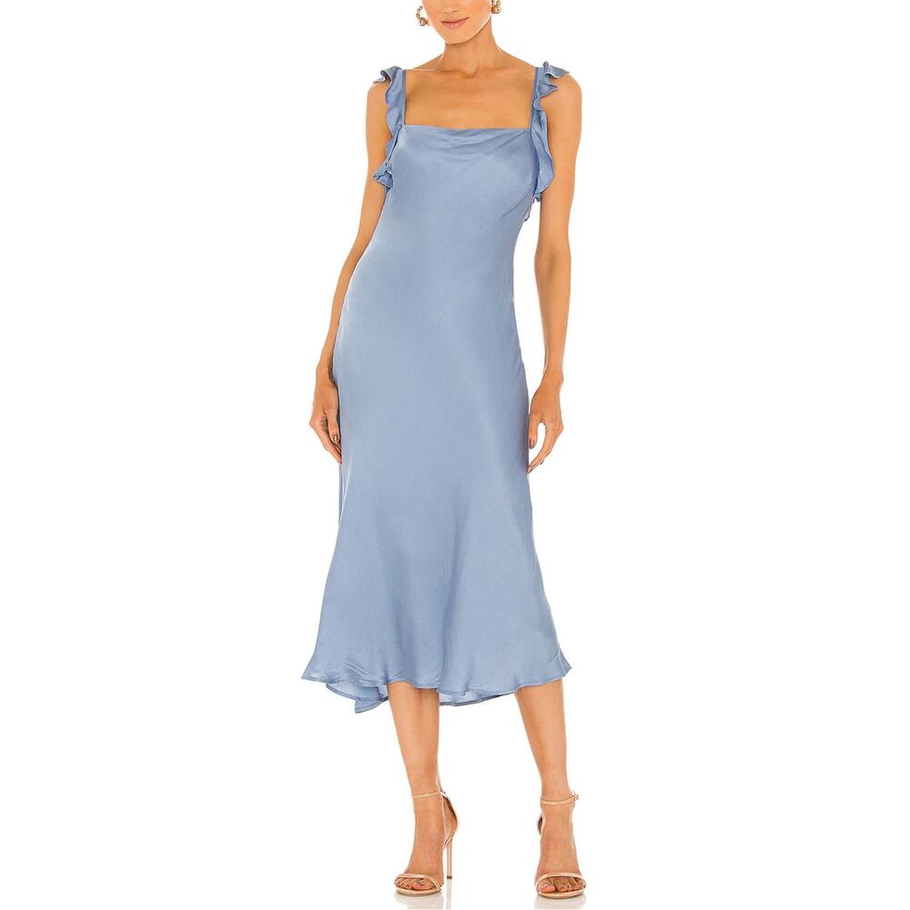 Revolve ASTR The Label Rina Dress Periwinkle Blue Ruffle Strap Midi Dress Small